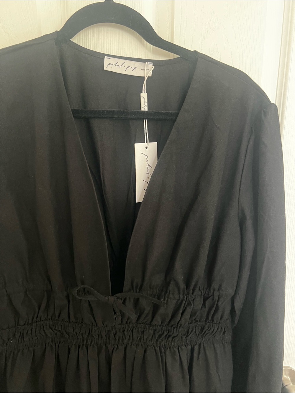 Petal & Pup Black Long Sleeve V-Neck Midi Dress - Picture 5 of 12